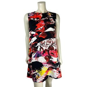 KENZO Sleeveless Abstract Mini Dress 38 S Mineral Print Soft Crepe Art to Wear